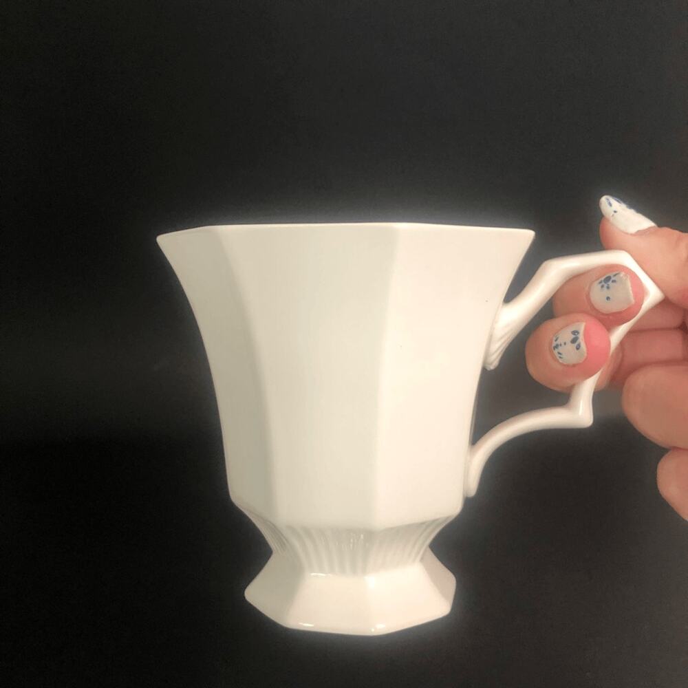 nikko white tea cup classic collection octagon made in‎ japan farm house mug